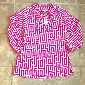 Ruffle neck tunic top